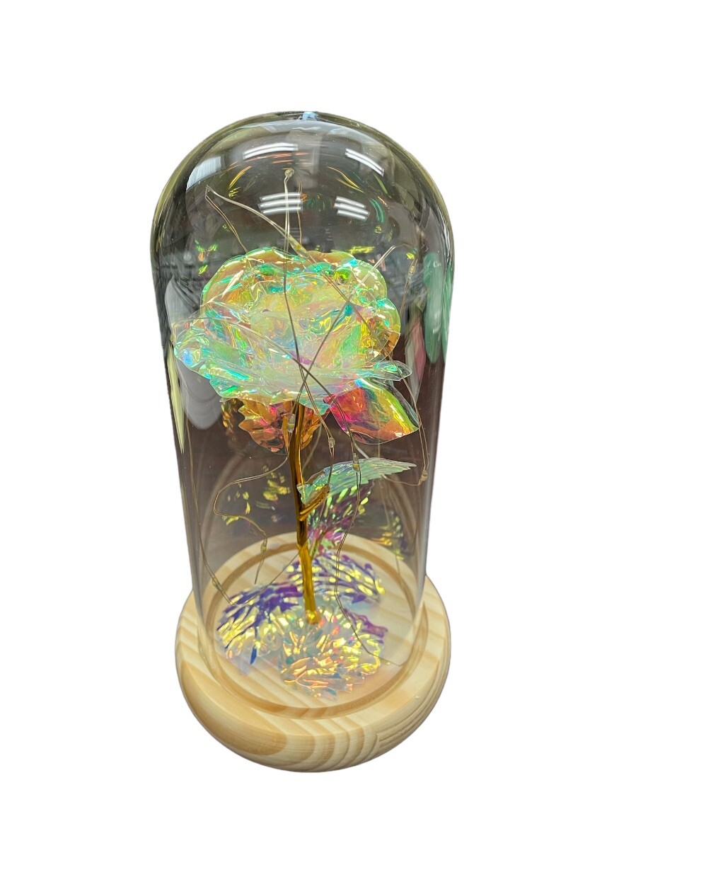 Rose Of Love In Glass Dome /w Led Lighted Rose Wedding Valentine Gifts