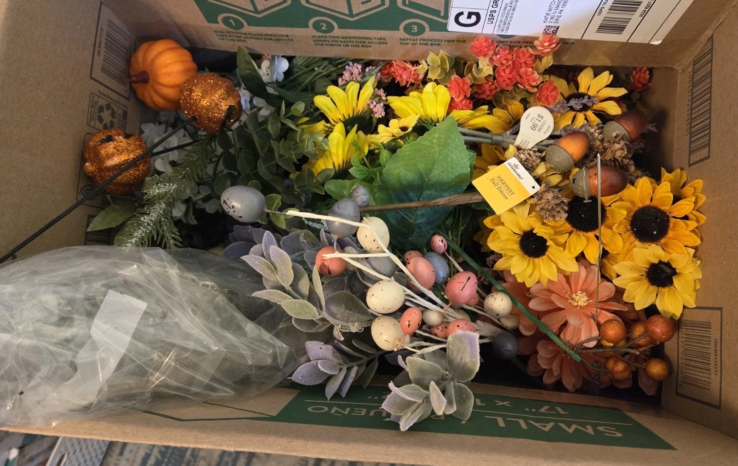 Large Faux Floral Pick Lot Wreaths, Crafting Holiday Multi Color Over 60 Picks