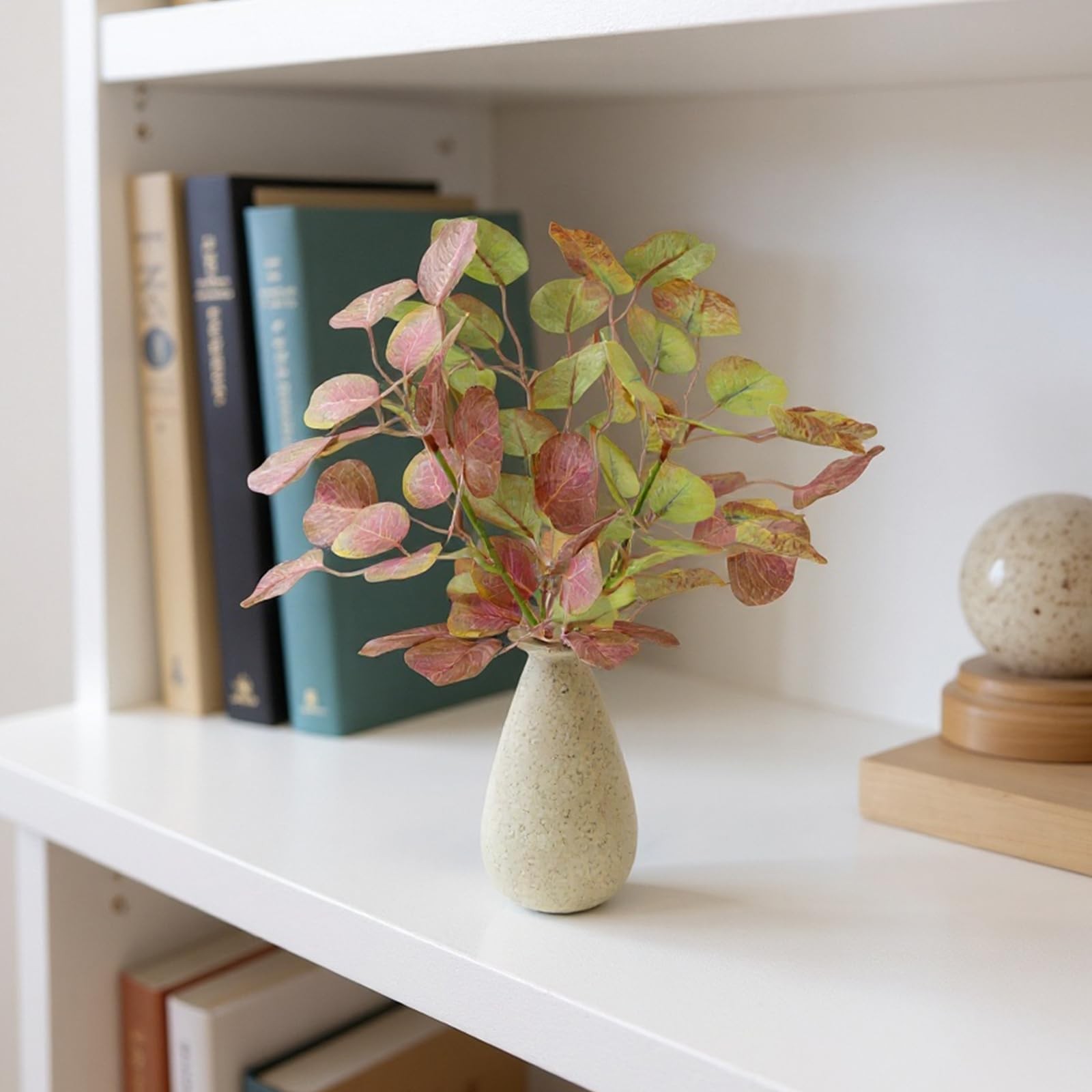 12″ Small Fake Eucalyptus Greenery Fake Plant with Ceramic Vase