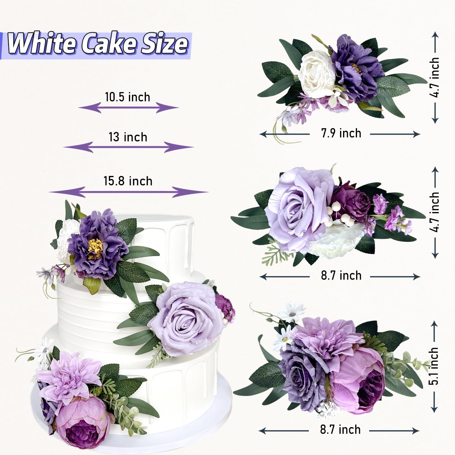 Pre-Made Silk Flowers for Cakes Decorations Light Lavender Dusty Purple Artif…