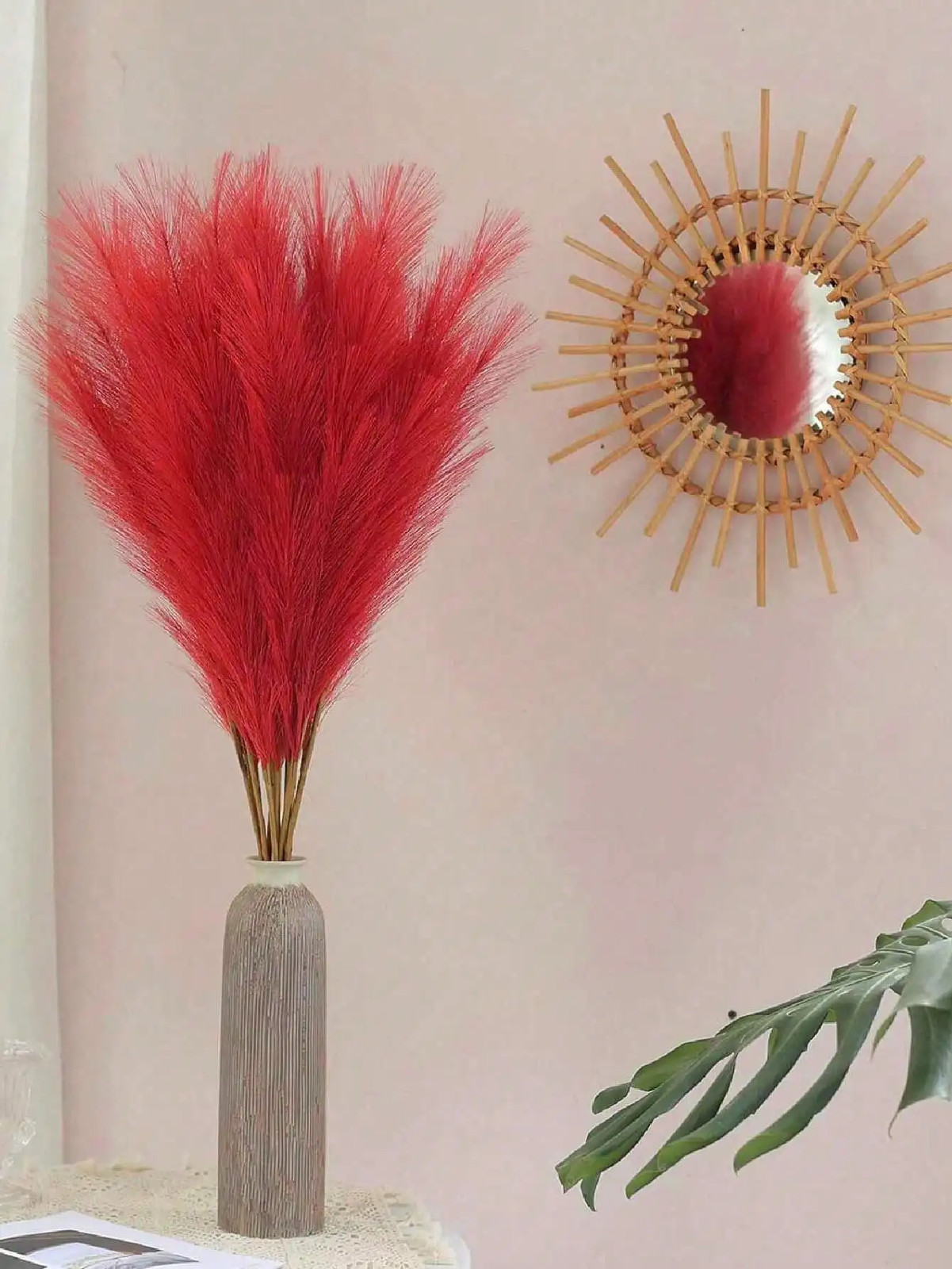 5/10/20Pcs Red Artificial Reeds,55Cm/21.65In Tall Plush Faux Grass,Large General