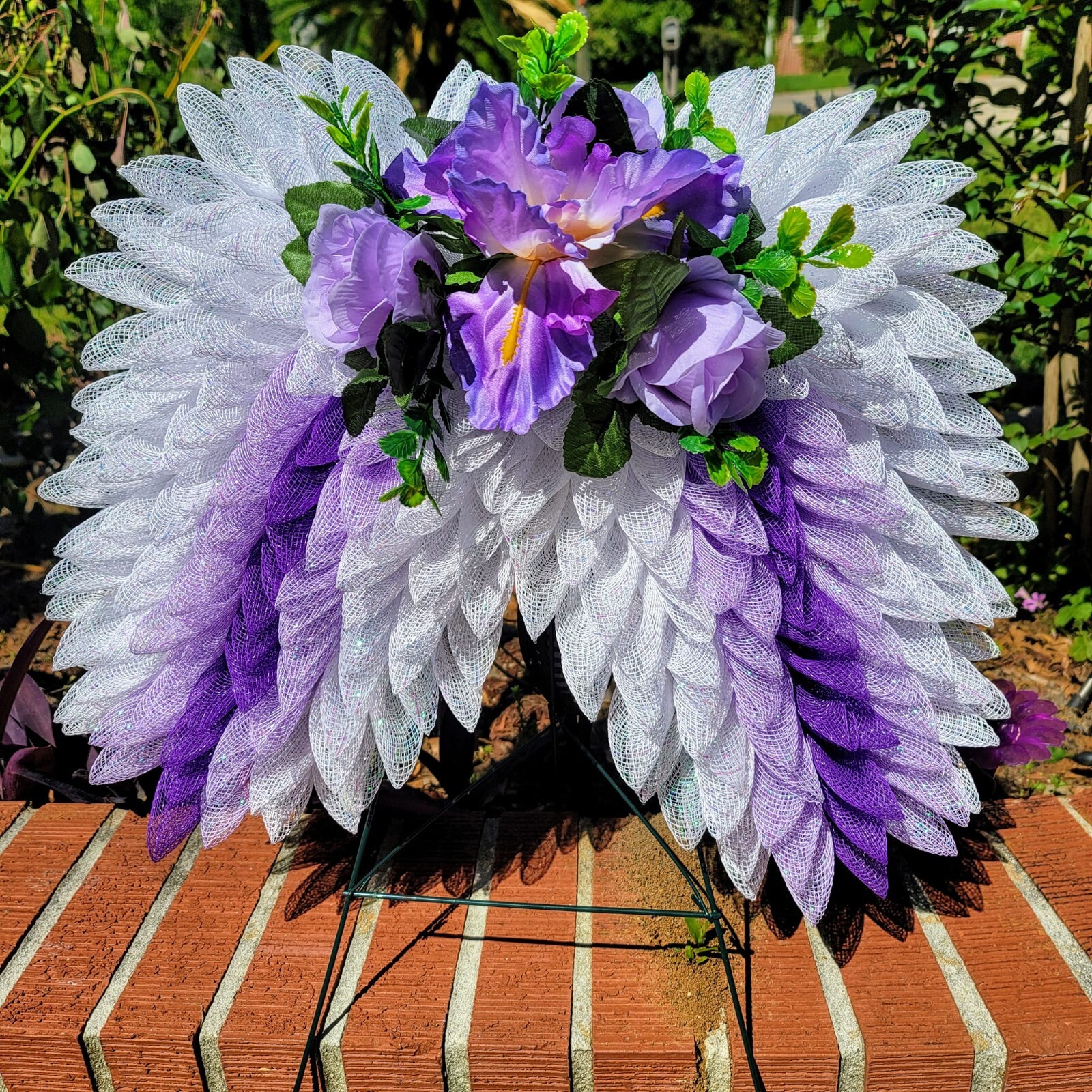 wreaths for front door, angel wings, choose your color, funeral wreath, wreath