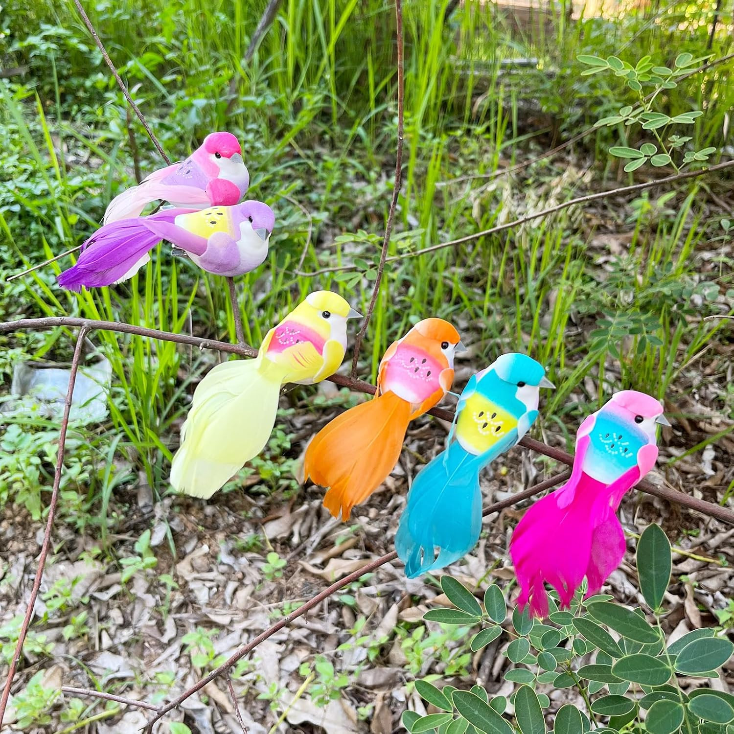 6Pcs Artificial Spring Birds Clip on Colorful Bird for Crafts Tree