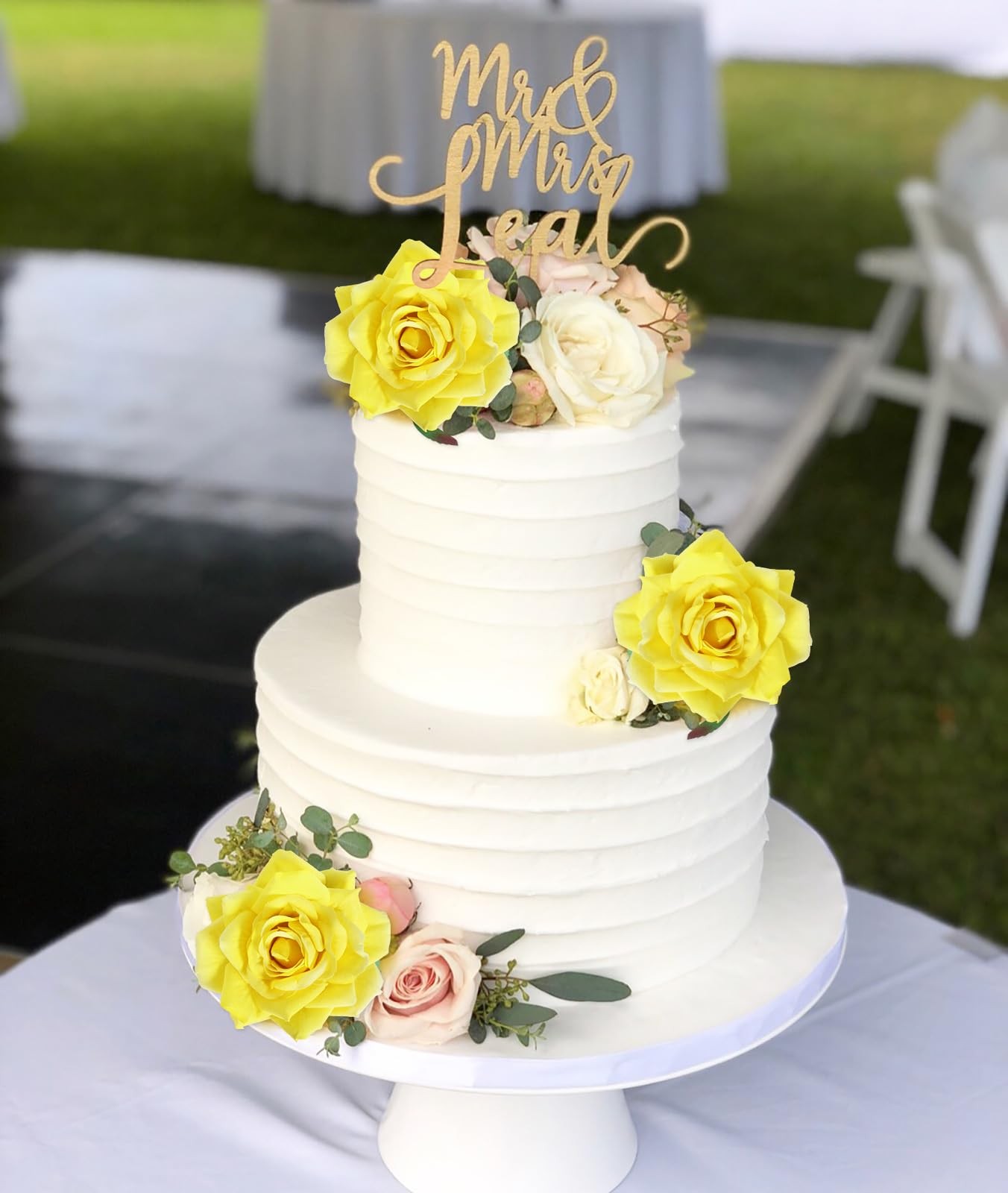 Artificial Flowers – 16pcs Yellow Fake Roses, 4.3″ Velvet Roses for Wedding B…