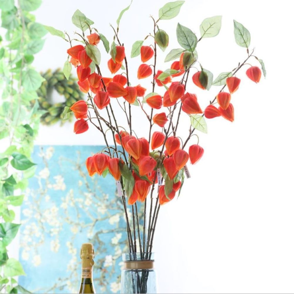 Artificial Plant Lantern Flowers, 3 Bouquets of 34.25 Inch High Lantern Flowe…