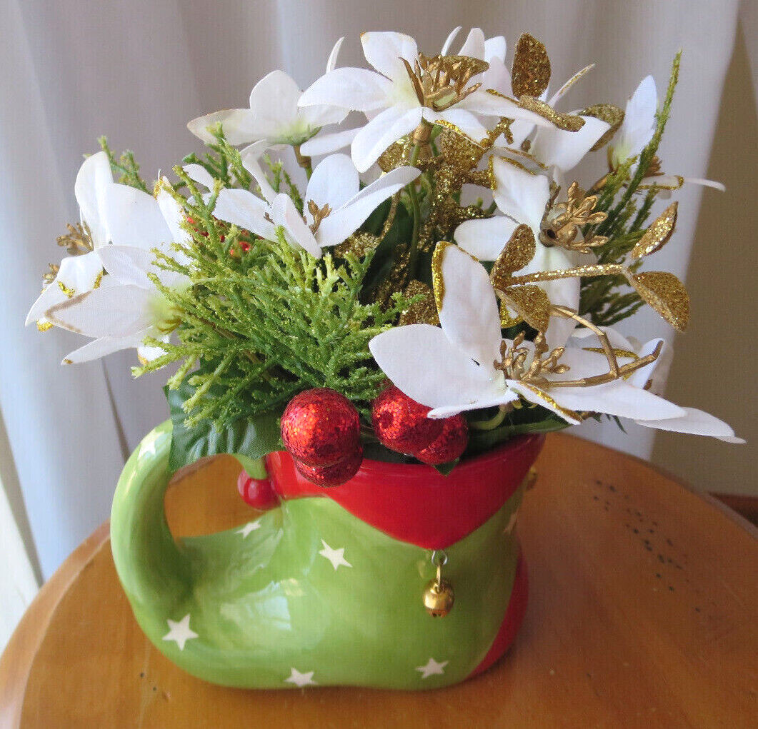 ARTIFICIAL SILK/PLASTIC FLOWERS ARRANGEMENT CHRISRMAS HOLIDAY 5″x7″