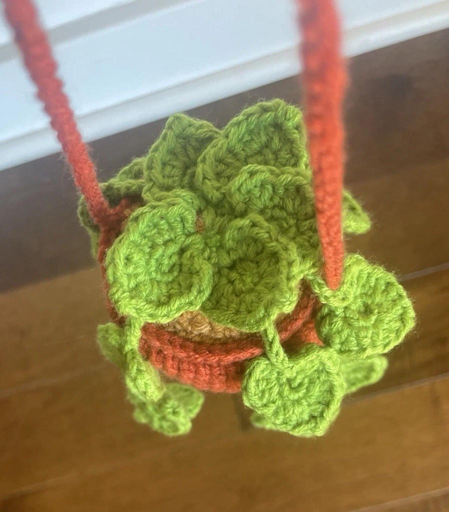 Handcrafted Cotton Crochet Hanging Plant for Car Mirror Home Decoration Window