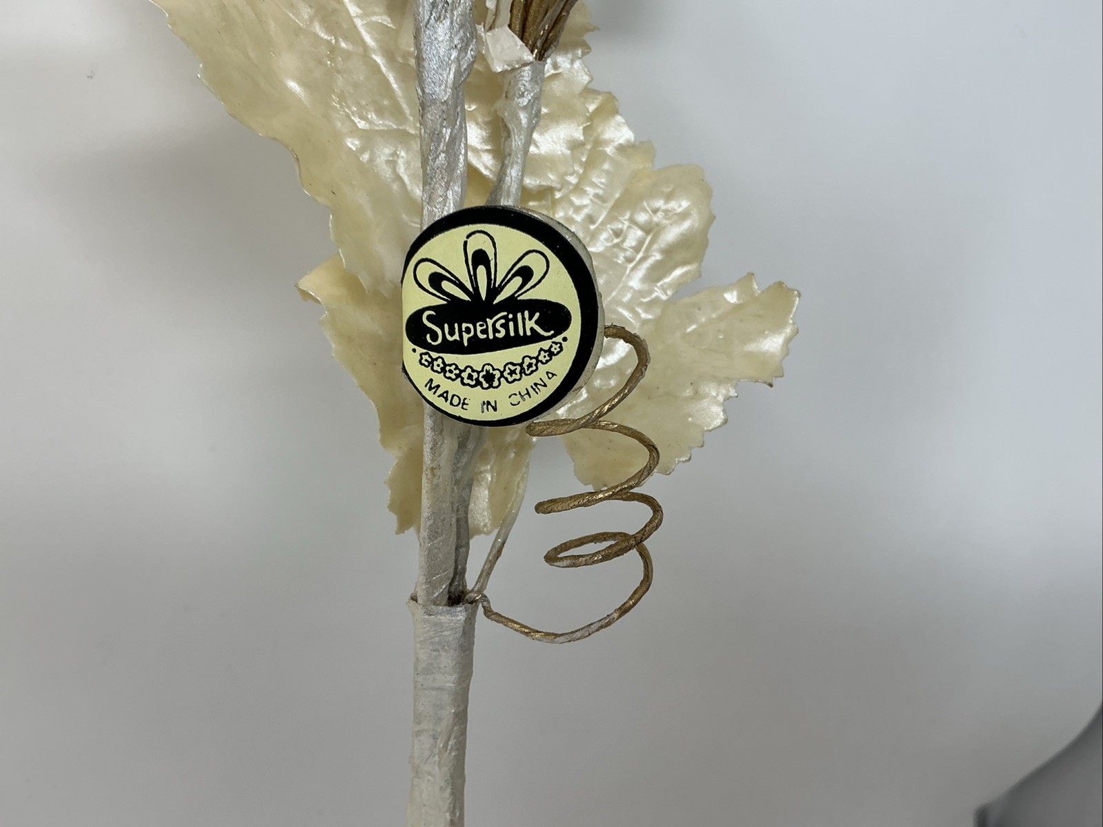 Gold Berry White Leaf Floral Pick 30” Long 3 Picks Christmas Vase Filler NOS