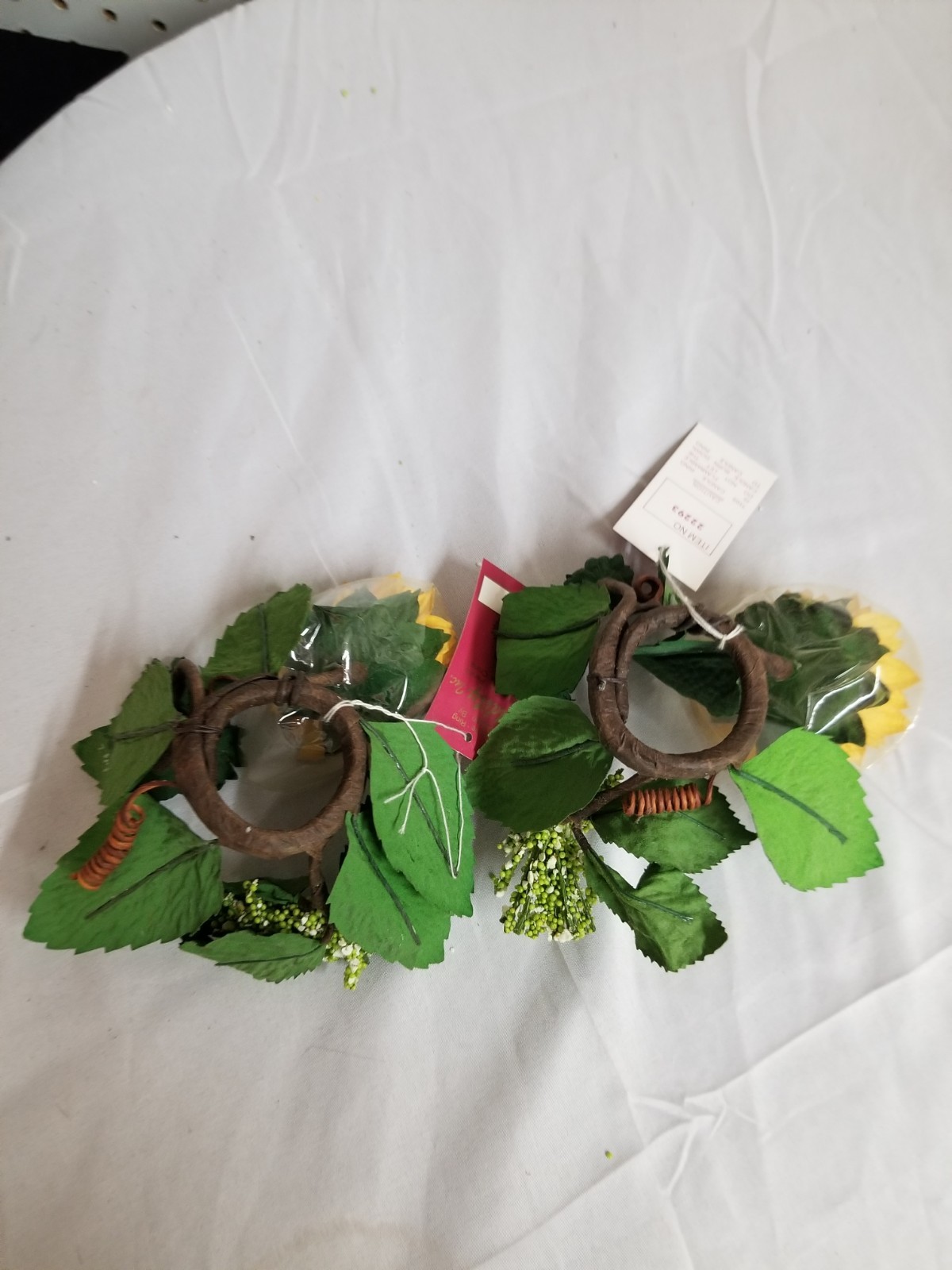 2 Vintage Sunflower 1 Inch Candle Rings NWT Made By Oddities Inc.