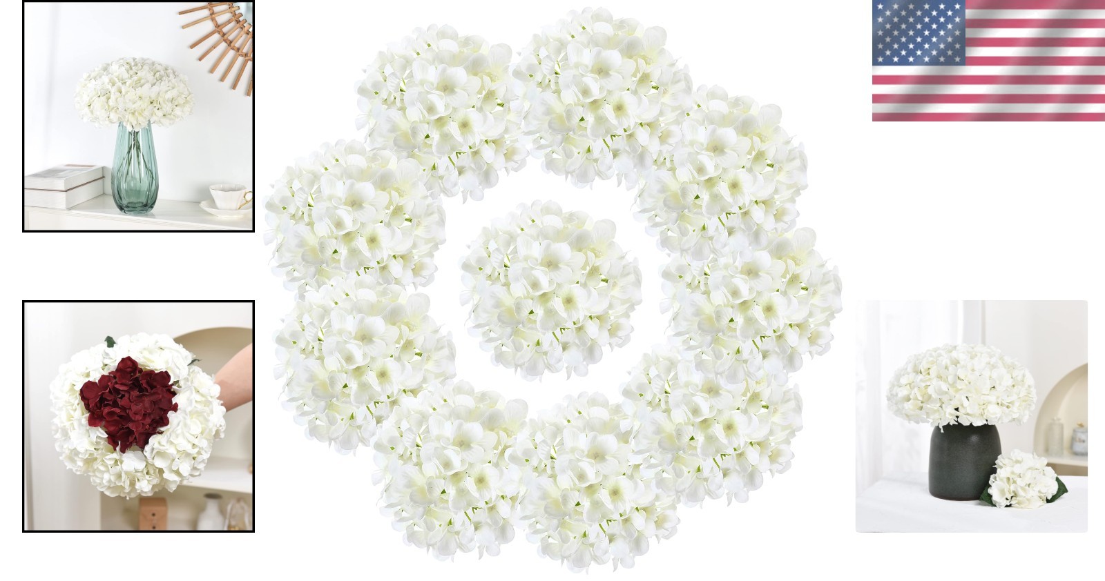 Off White Silk Hydrangea Heads – 10 Pcs Wedding Party Decor