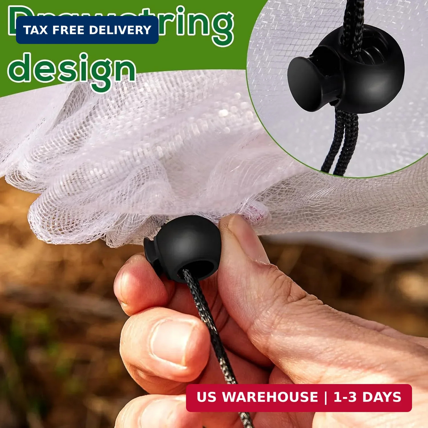 Fruit Tree Netting with Drawstring, 7 x 6ft Ultra-Fine Mesh Garden Insect & Bird