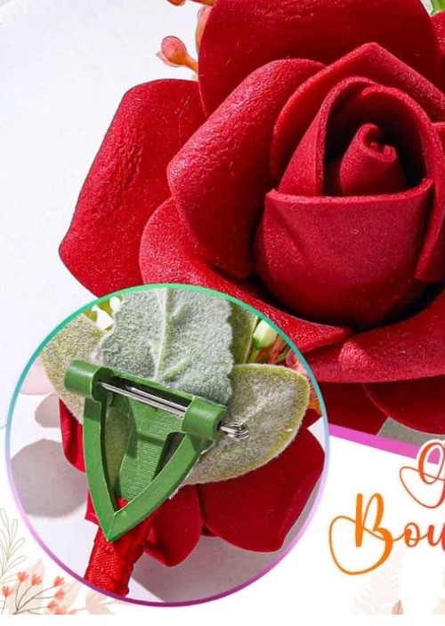 Wedding Mauve Pink Rose Boutonniere Groom Flower Pin for Men’s Suit Party Prom