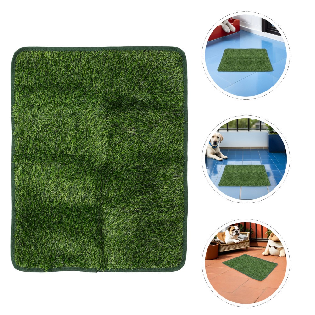2Pcs Indoor Outdoor Dog Potty Grass Pad Green Artificial Turf Rug Washable Mat