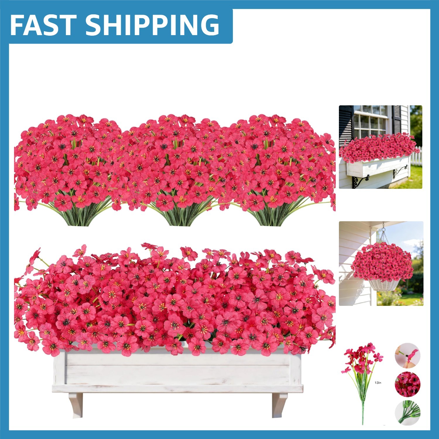 Vibrant 20 Bundle Faux Flowers – UV Resistant, No Fade Beauty for Any Occasion