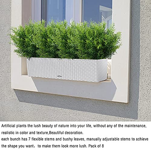 XLFAQXM Artificial Plants Flowers Grass Shrubs 8 Pack No Fade Faux 4#green