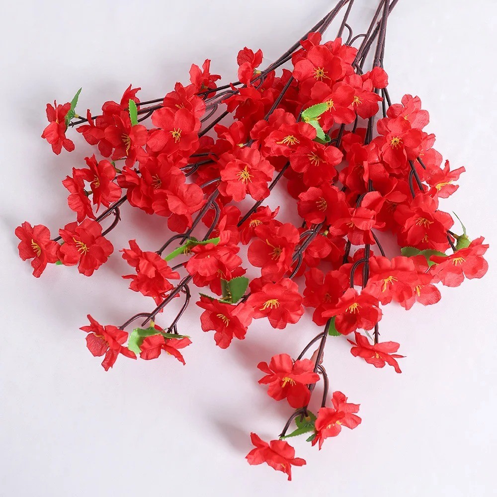 1/3Pcs Peach Blossom Artificial Flowers Silk Bouquet Home Wedding Decor