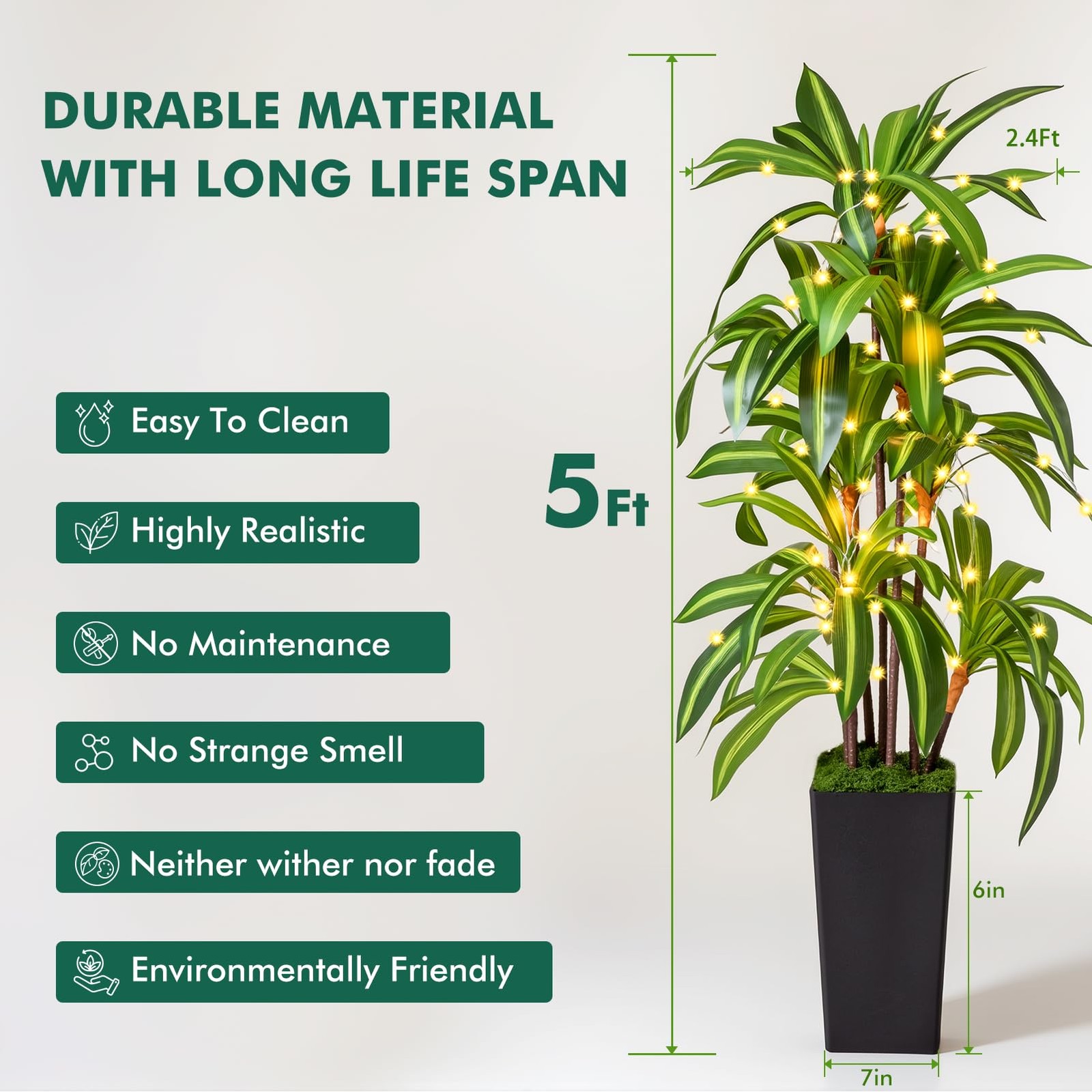 NOVAROOT 6FT Double Golden Cane Palm Artificial Tree Lush Realistic Home Decor