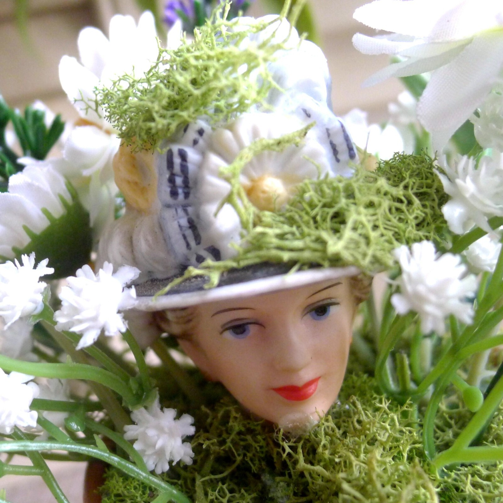Mixed Media Floral Arrangement Weird Art Assemblage Has Anyone Seen Auntie? OOAK