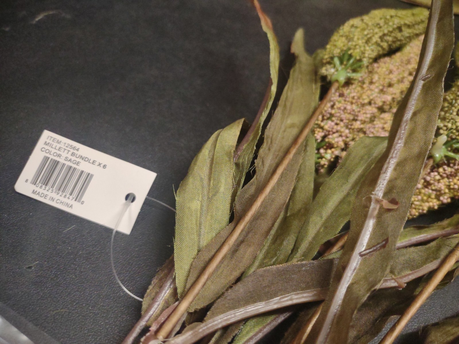 24″ Artificial Millet Seed, 6 Stems, Silk Leaves, 2-Tone Sage Green & Lavender
