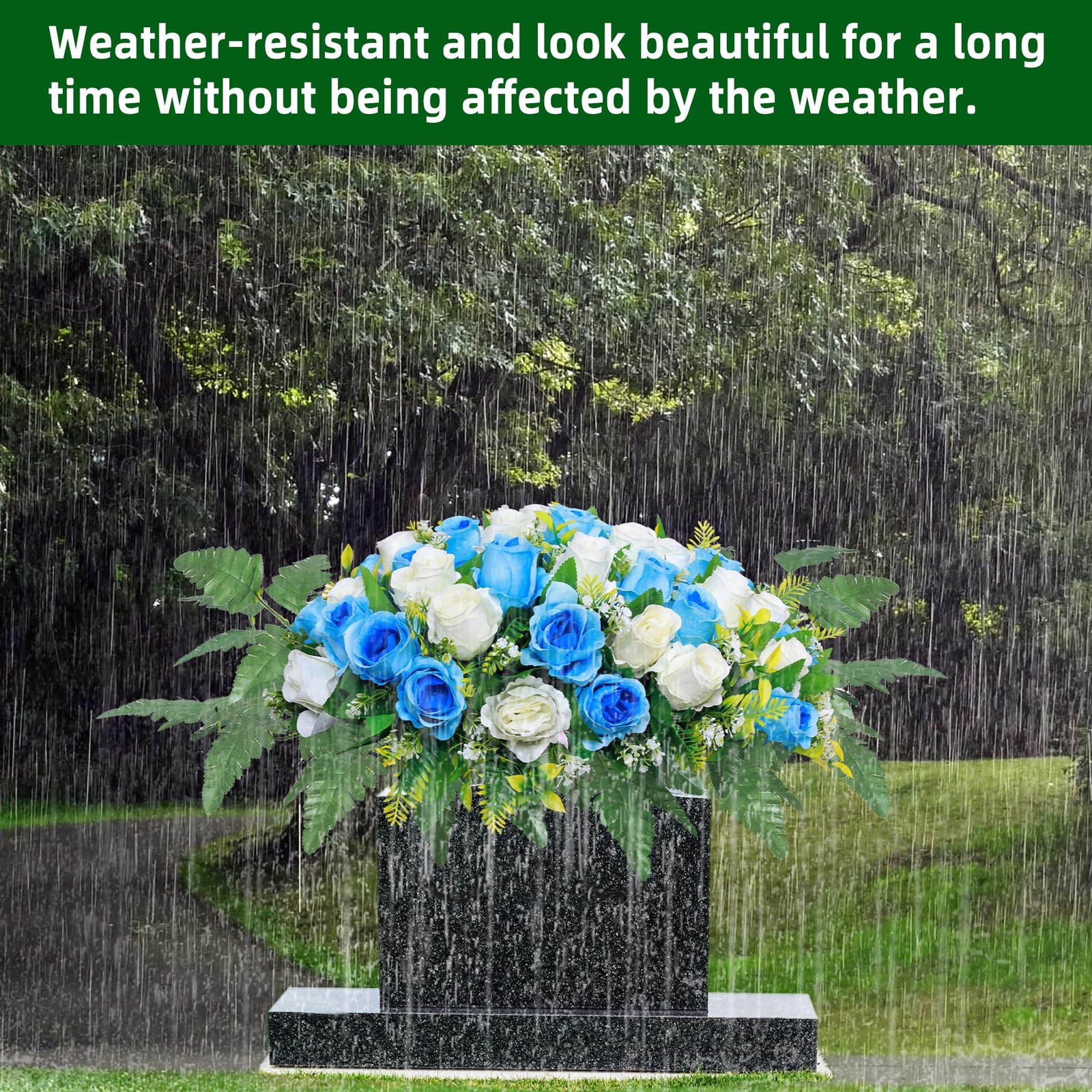Artificial Cemetery Flower Saddles Rose Headstone Flower Saddle Outdoor Grave D