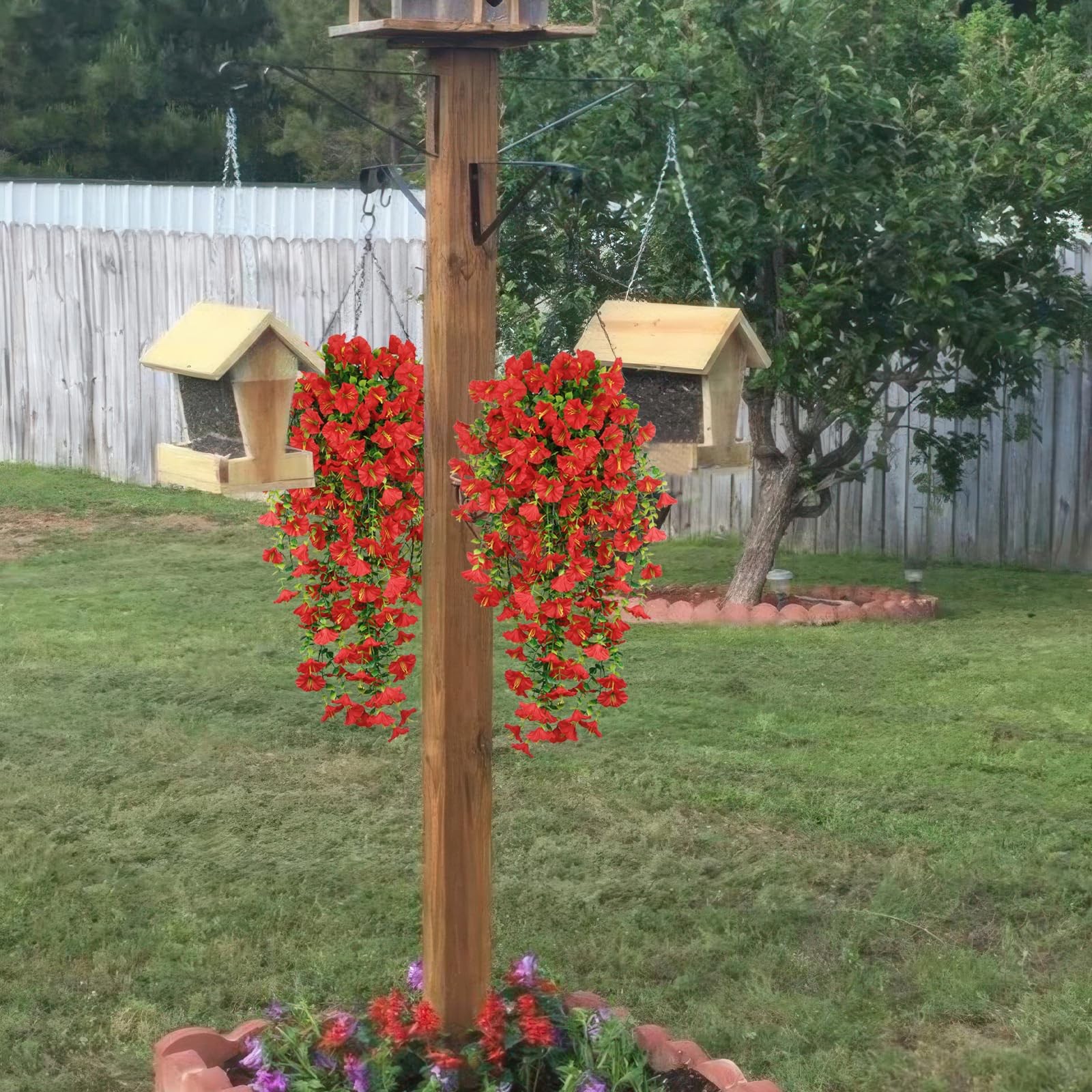 3 Pcs Artificial Hanging Flowers for Outdoors Morning Glory Spring Summer Decor