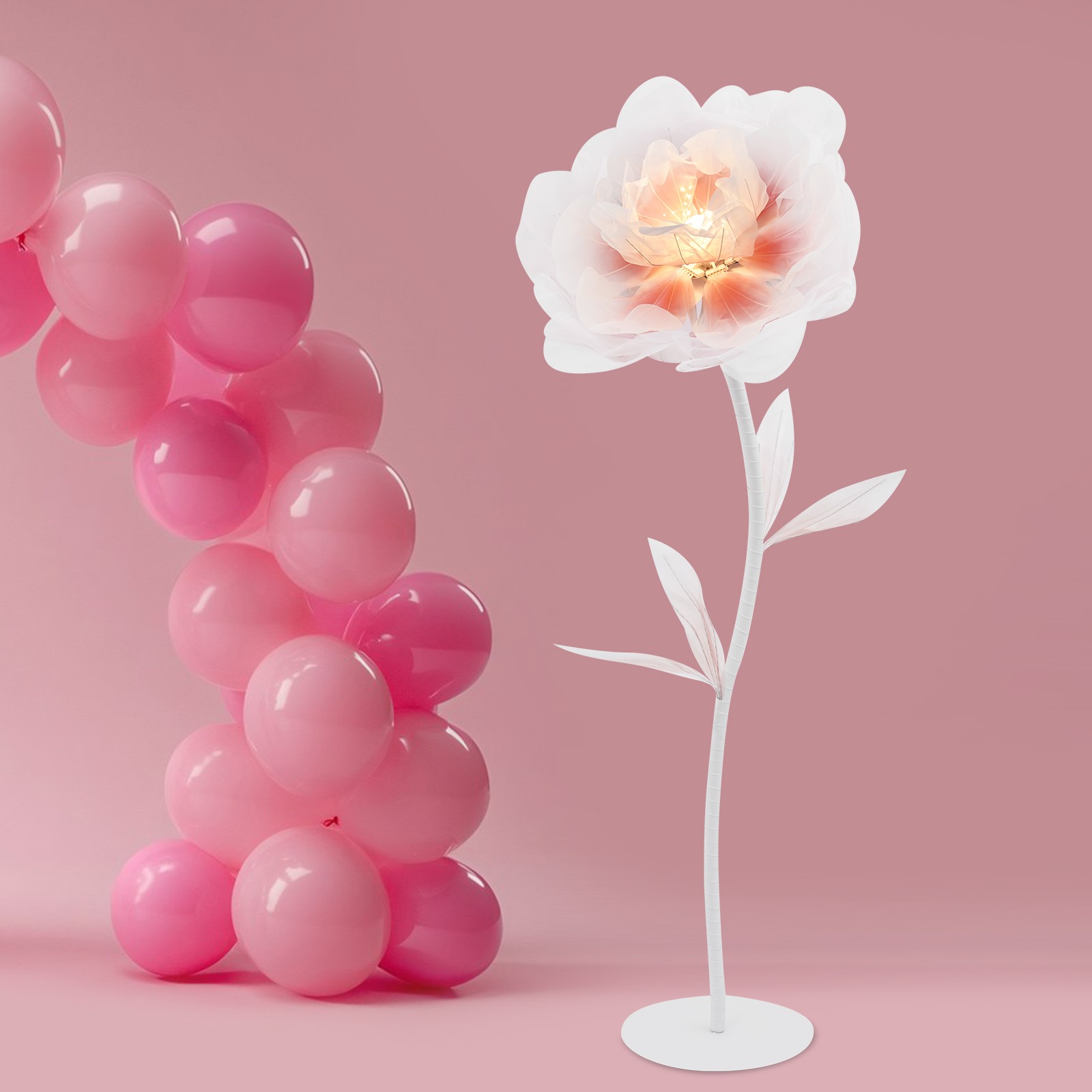 Flower Decoration W/ Light Large Electric Auto-Open Artificial Flower for Party