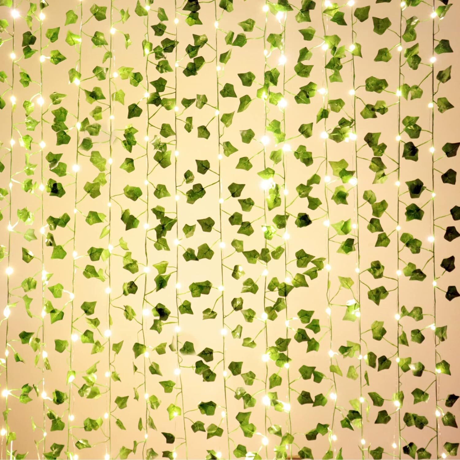 12 Pack Fake Vines For Room Decor With 100 Led String Light Artificial Ivy Garla