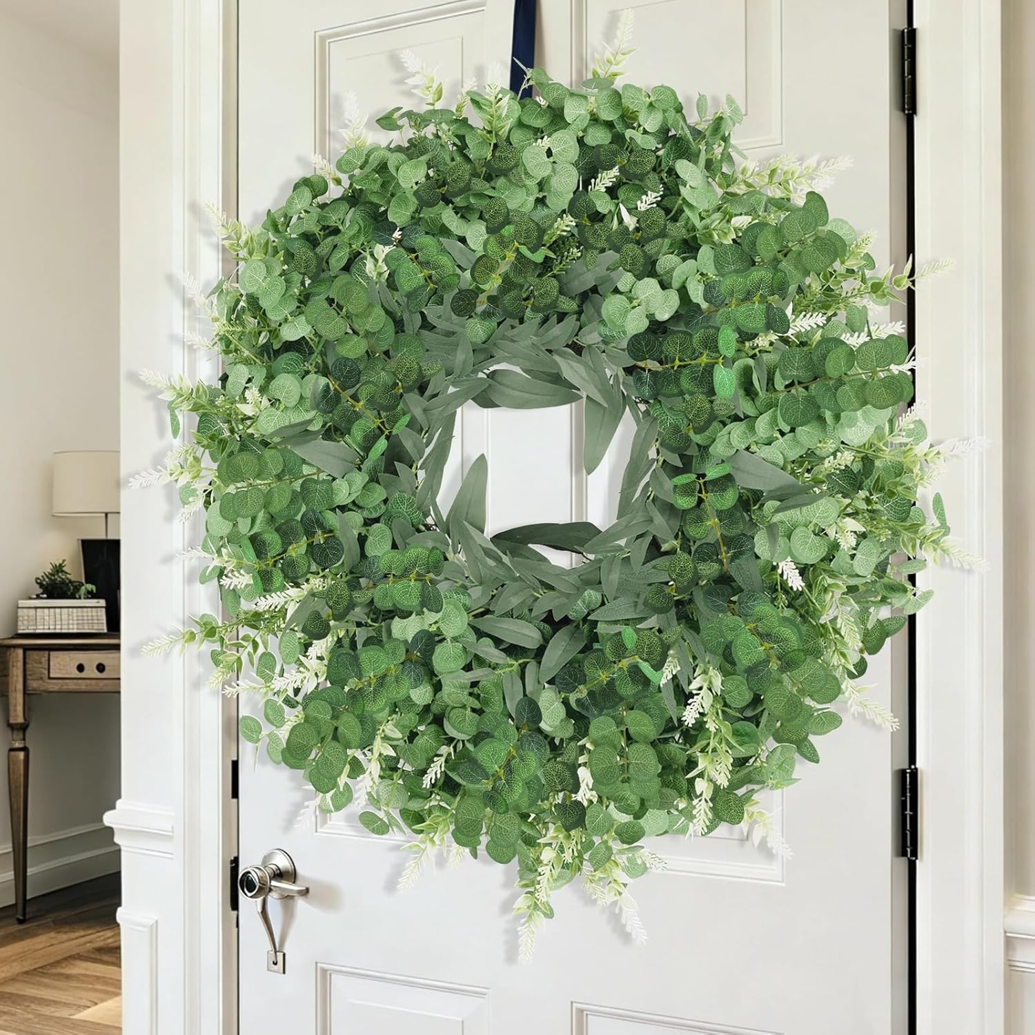 26 Inch Artificial Eucalyptus Wreath for Front Door Indoor Outdoor Greenery A…