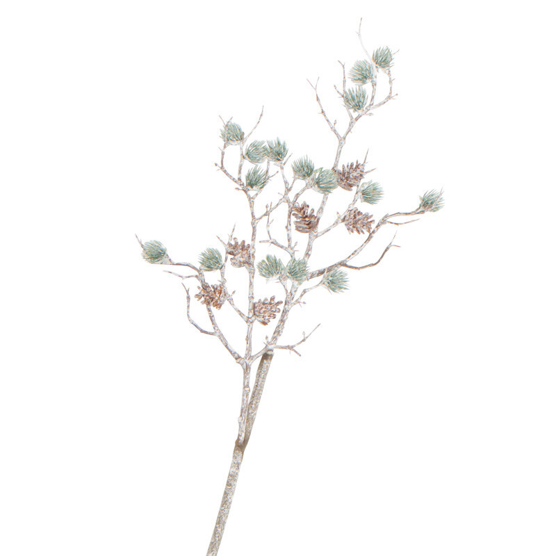 Set of 2 Winter White Artificial 25-1/2″ Pine Branches with Pine Cones
