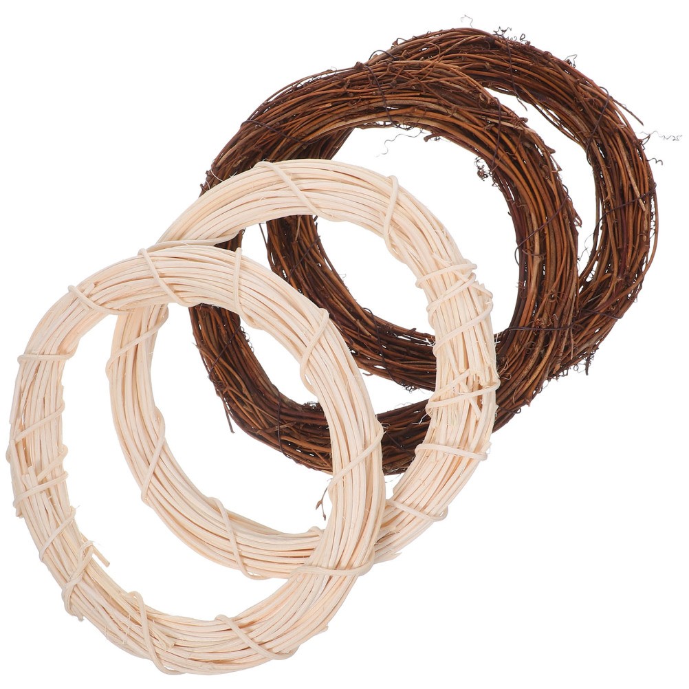 4pcs Rattan Door Wreaths 7.86 Inch Natural Twig Rings for Wedding And Fall Decor