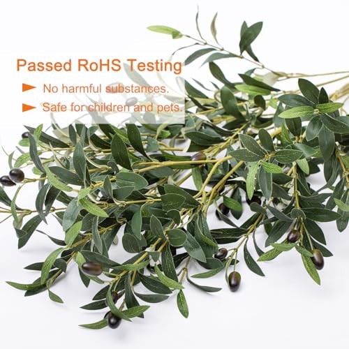 39 Inch Artificial Olive Branch Greenery Stems Fake Plants withLeaves for 2