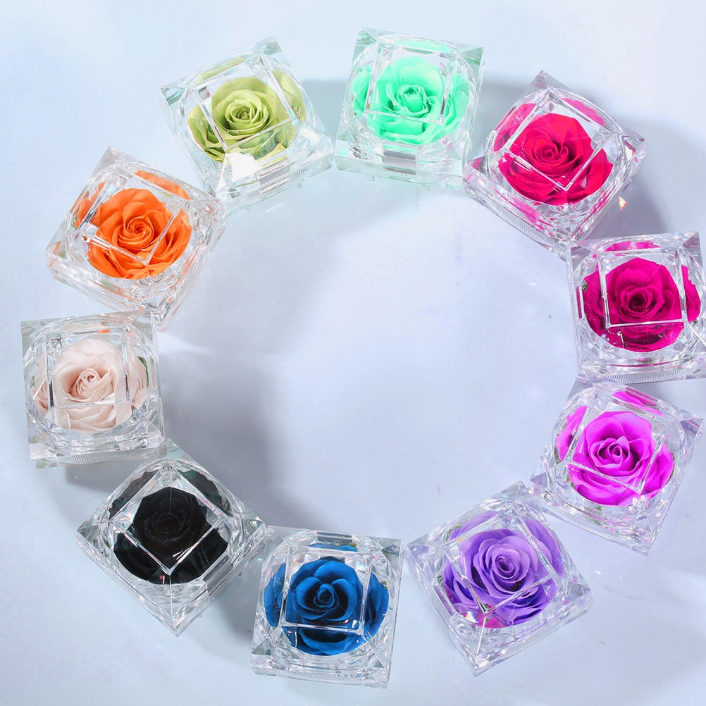 Valentine’s Day Simulation Flower Preserved Material Rose with White