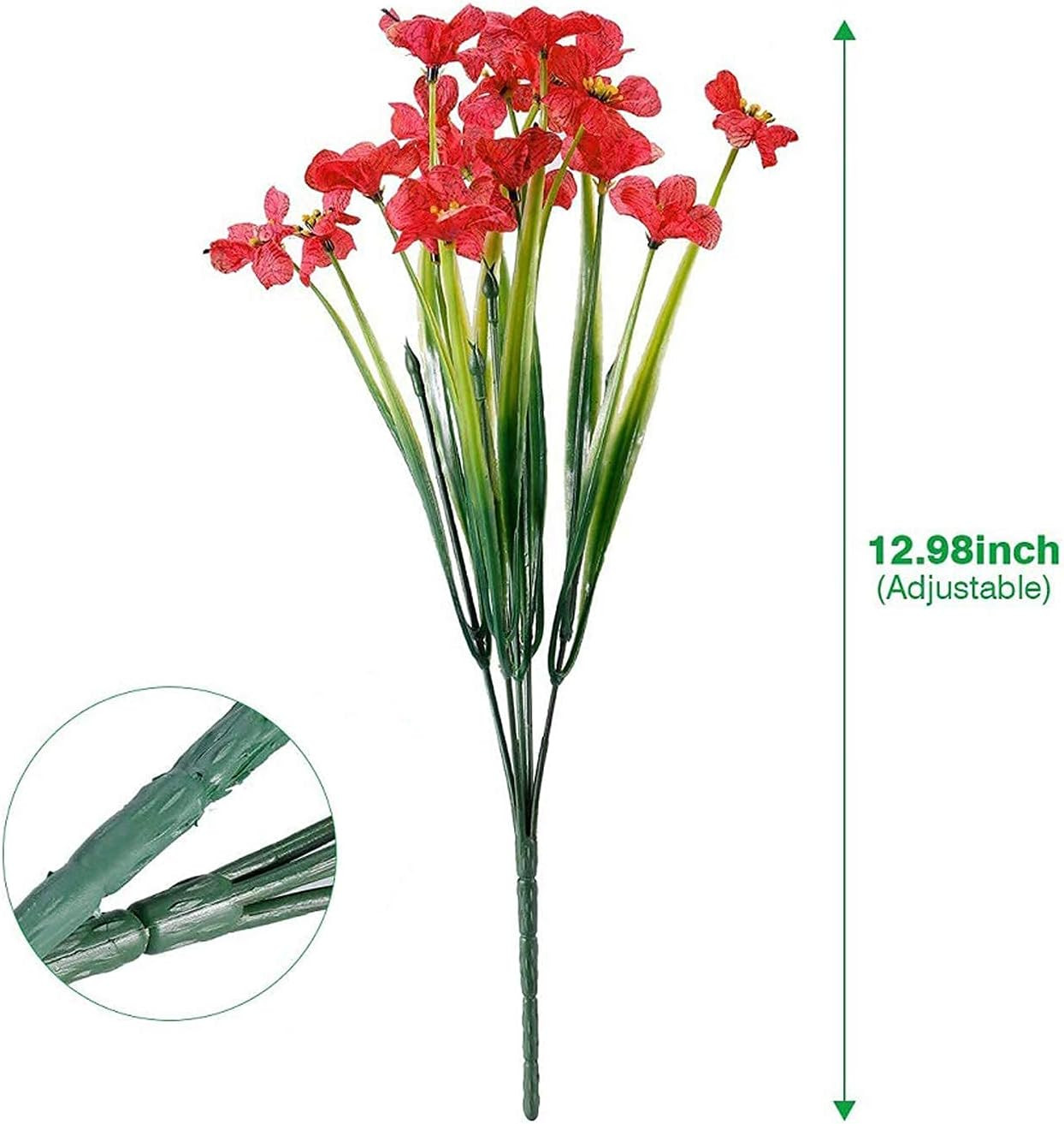 20 Bundles UV Resistant Artificial Flowers for Outdoor Decor – Red