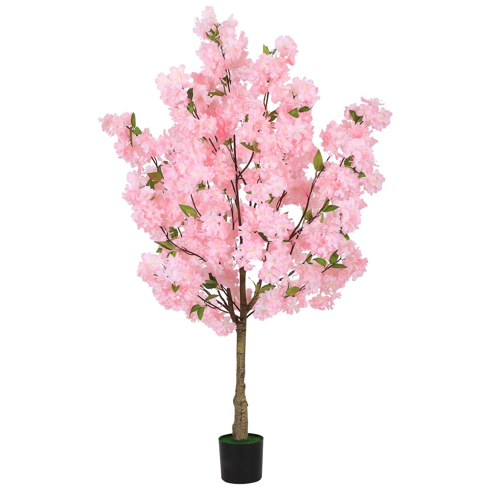 Cherry Blossom Artificial Tree, Fake Tree Faux Silk Plant with Plastic Nurser…