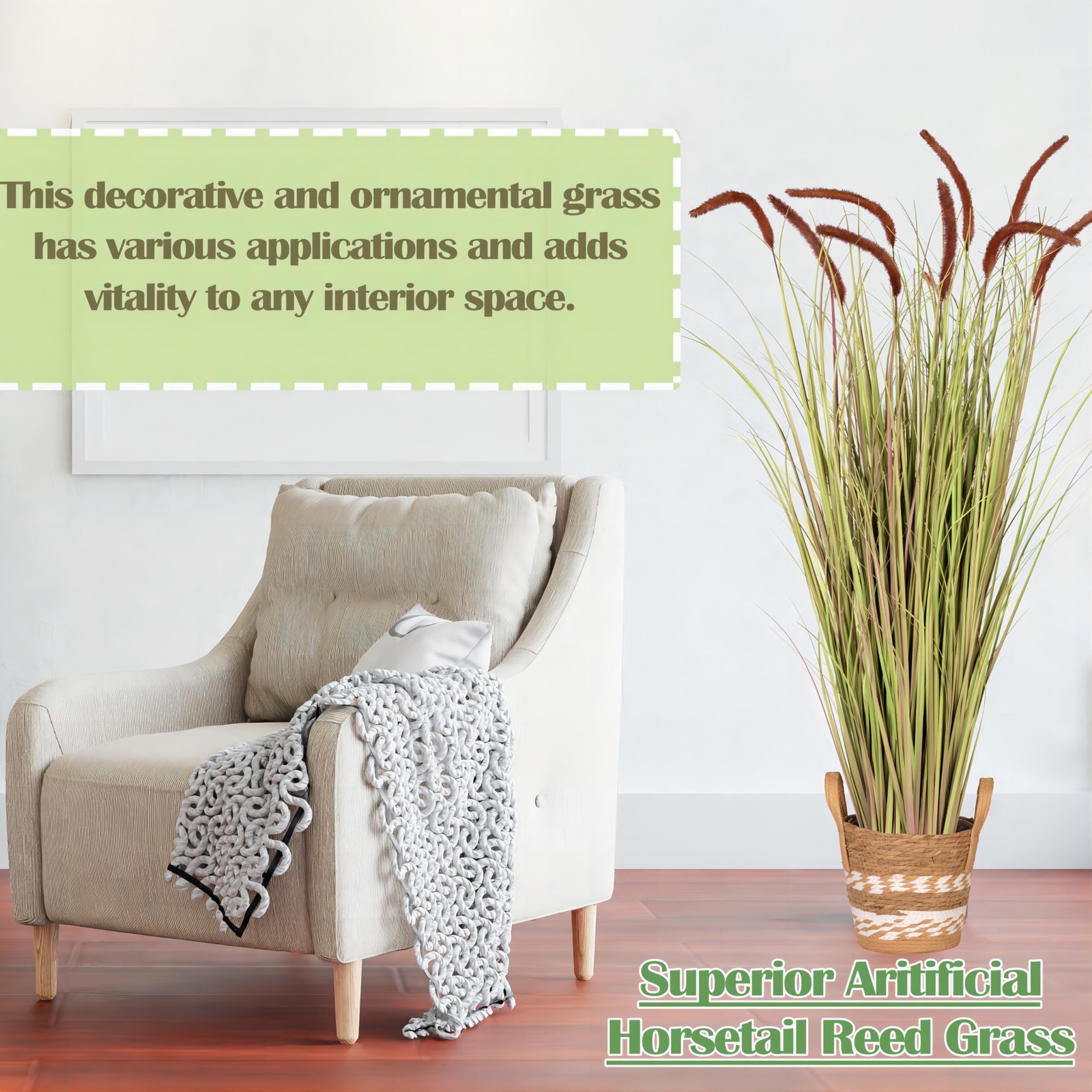 4 FT 2-Pack Artificial Horsetail Reed Grass, Fake Topiary Plant Tree in Pot, …