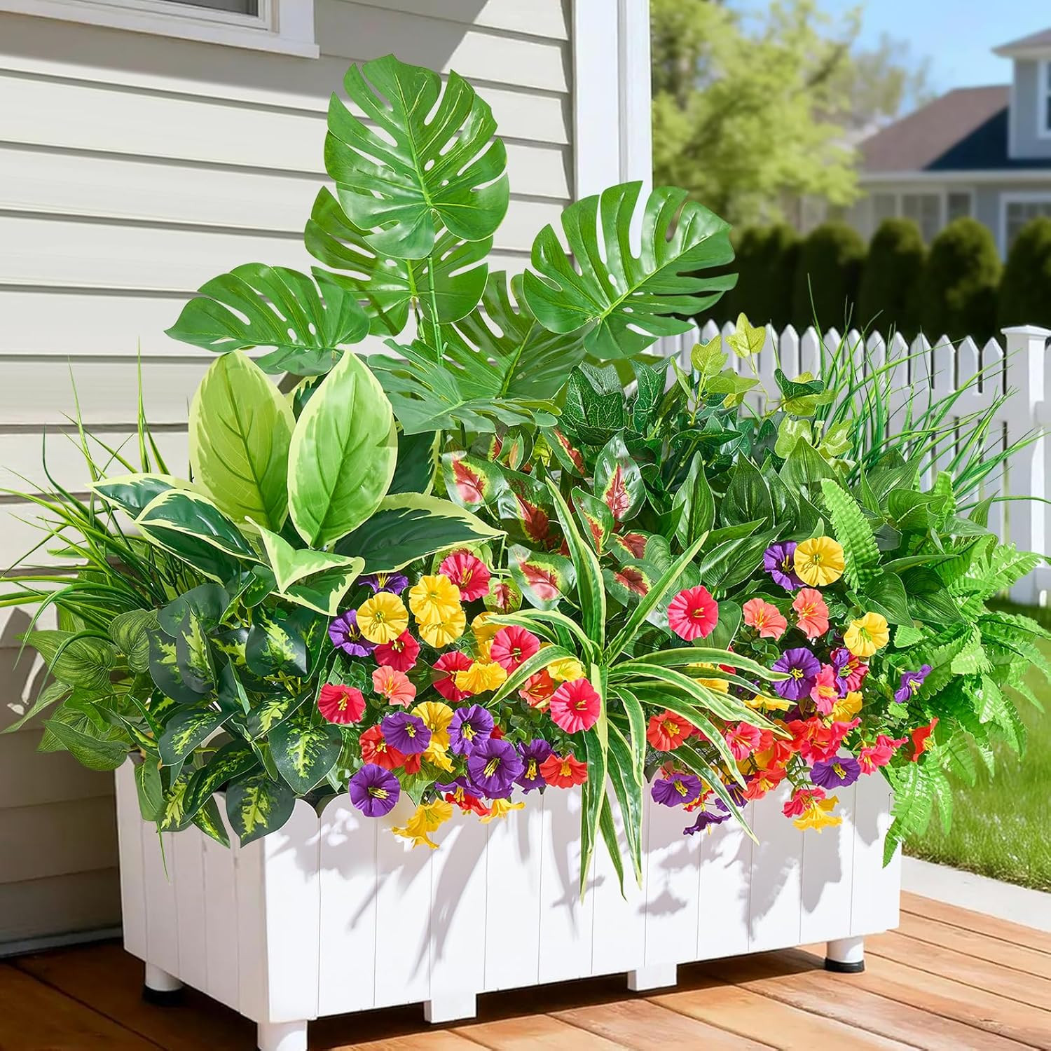 18Pcs UV Resistant Faux Plants for Outdoor Decor, Garden & Patio Use