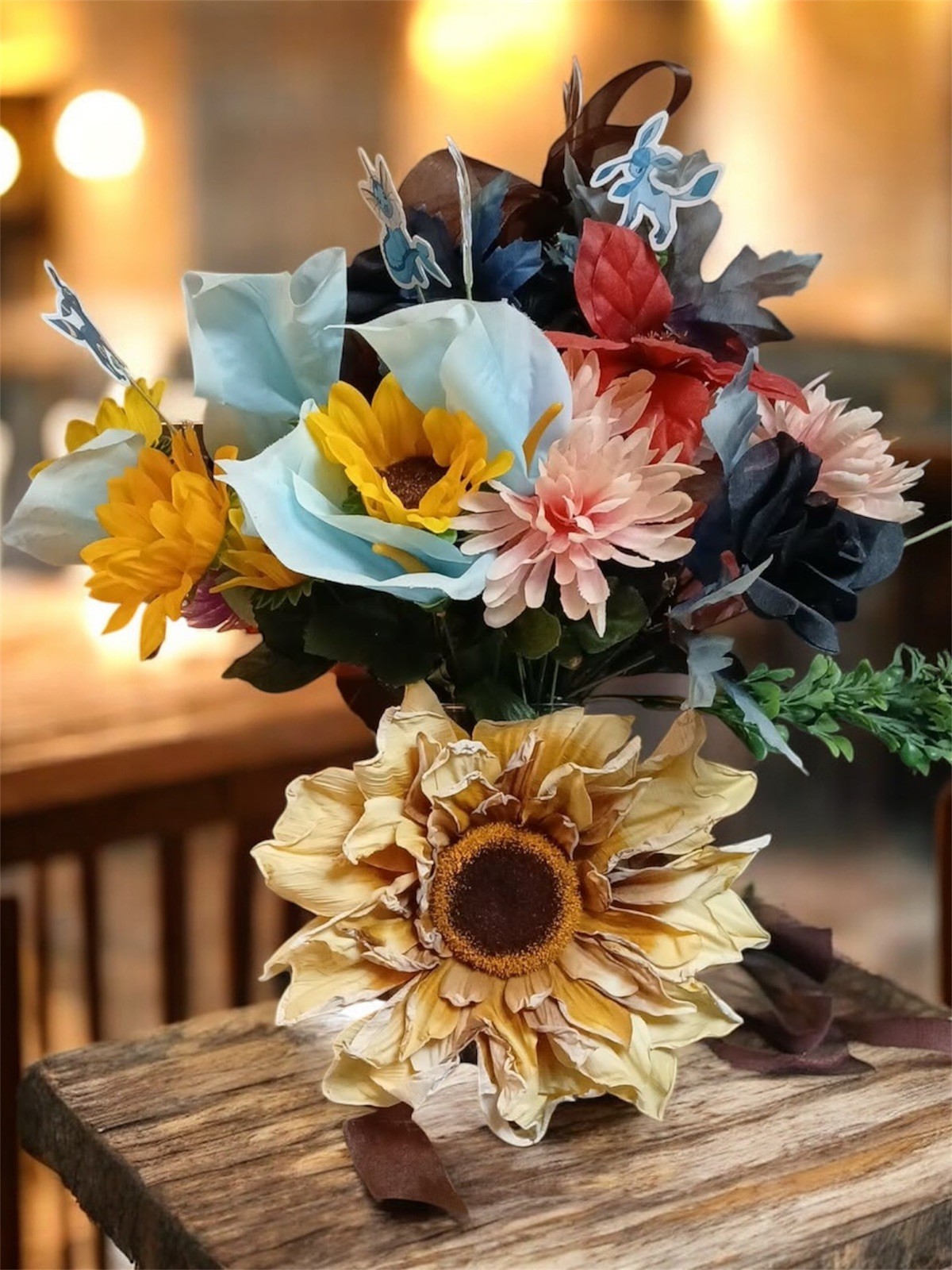 Custom Order Artificial Flower Arrangement In Glass Vase