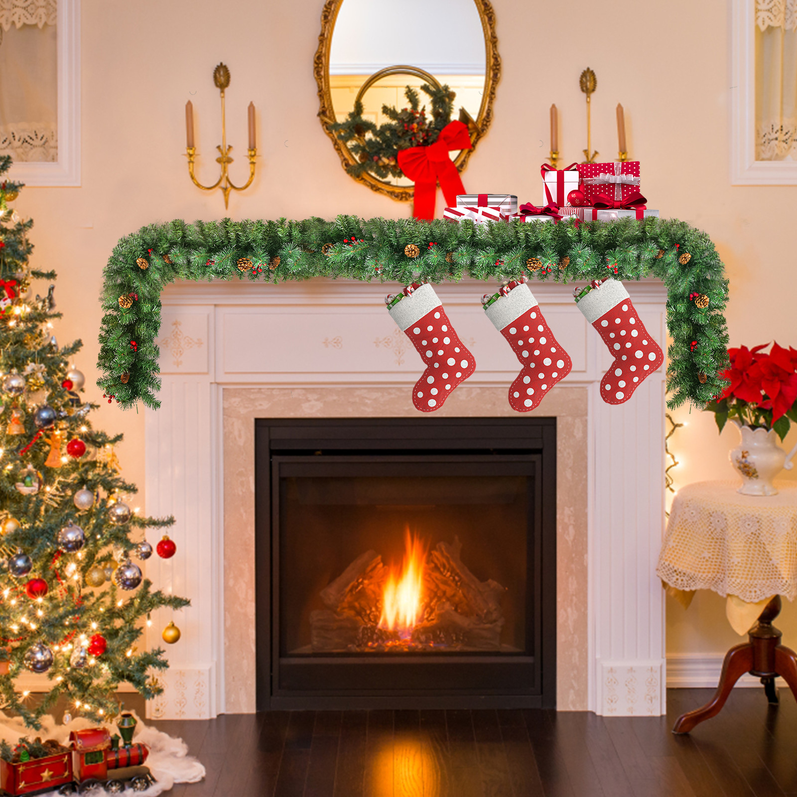 Christmas Vines & Wreaths Sprayed White PVC Pine for Xmas Decor Winter Decor