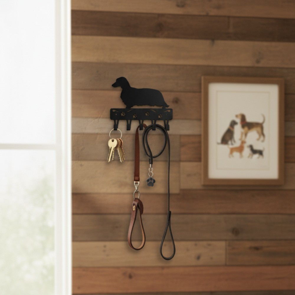 6″ Metal Dog Key Hook Holder Towel Coat Storage Fashionable Iron Wall Organizer