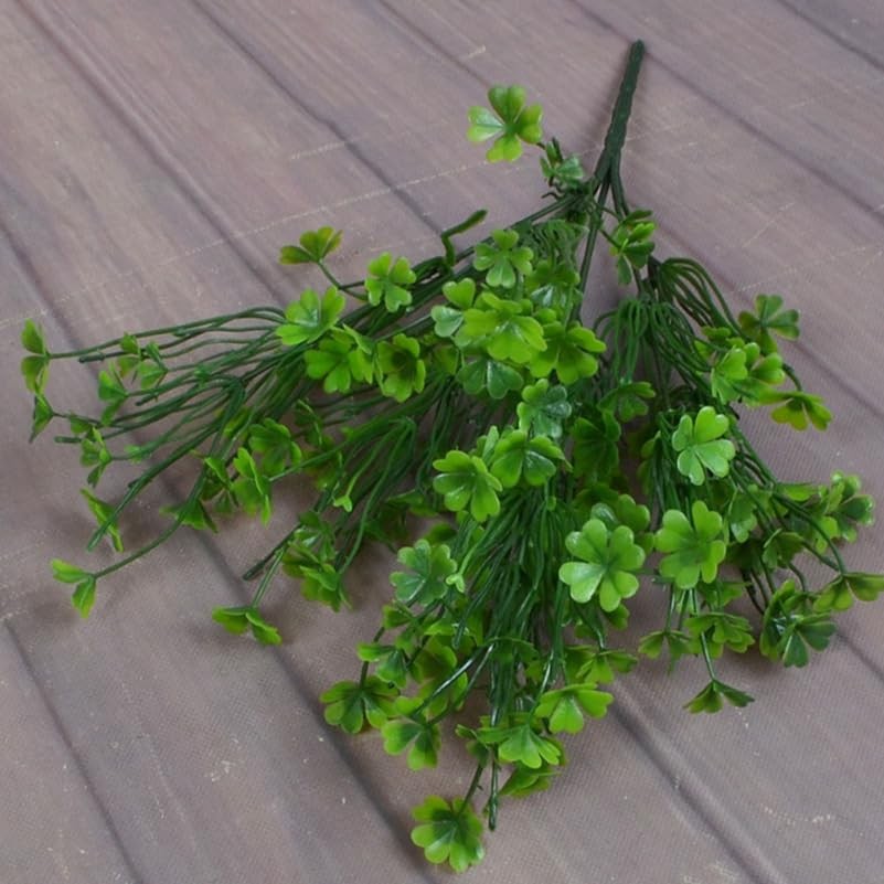 2 Pcs Artificial Four Leaf Clover Plants 15.7In UV-Resistant Silk Greenery, N…