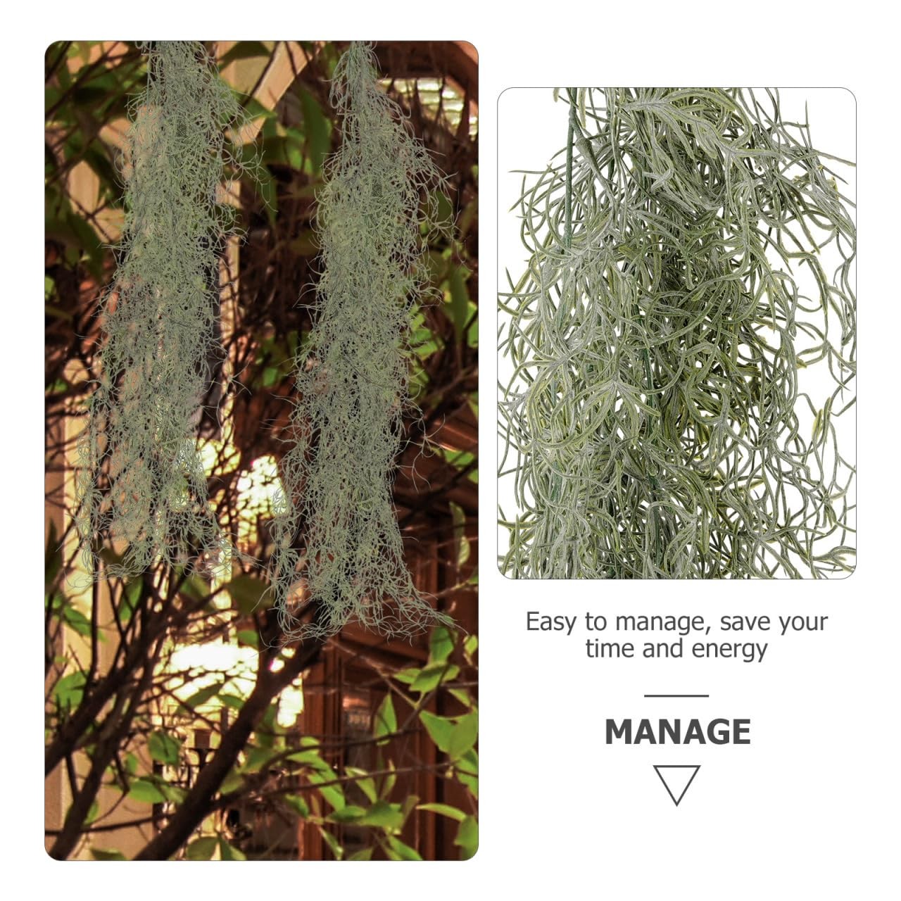 36 Inch Faux Hanging Moss Decor for Indoor Potted Plants Artificial Dried Mos…