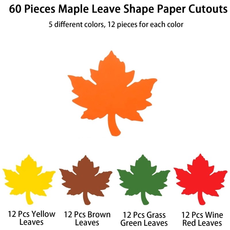 60pcs Leaf Cut Out Cards Smooth Writing Paper Thanksgiving Craft Supplies