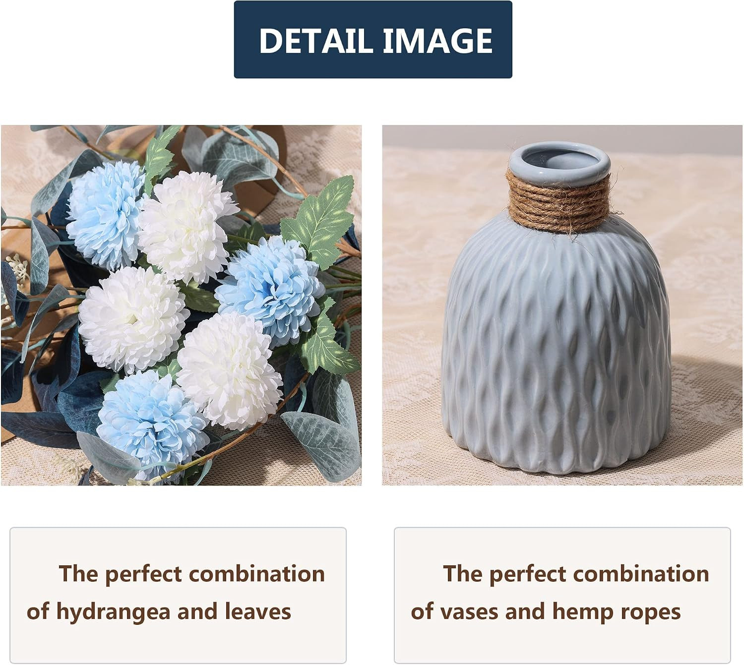 Elegant Artificial Hydrangea & Eucalyptus Bouquet with Vases for Home Decor