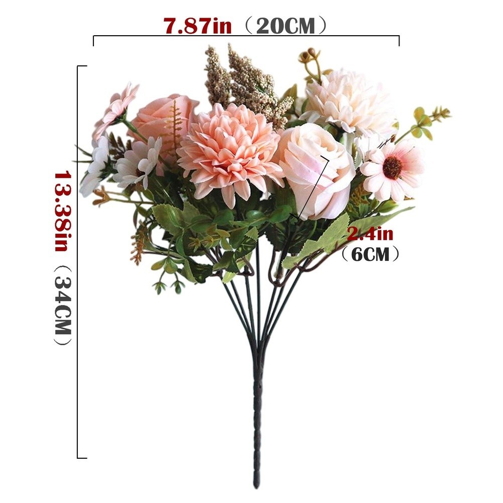 Persian Rose Silk Flower Bouquet 7 Stems for Wedding and Indoor Decoration