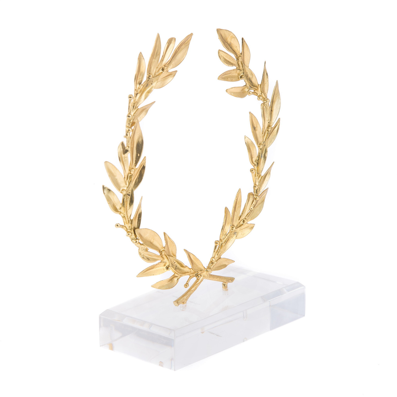 Olive Wreath, Handmade of Brass Ornament with Golden Patina, Height 15cm 5.9”