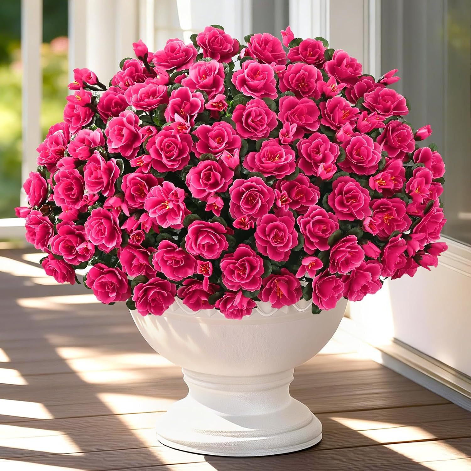 Artificial Flowers for Outdoors Decoration, 4 Bundles UV Resistant Fake Outdoor