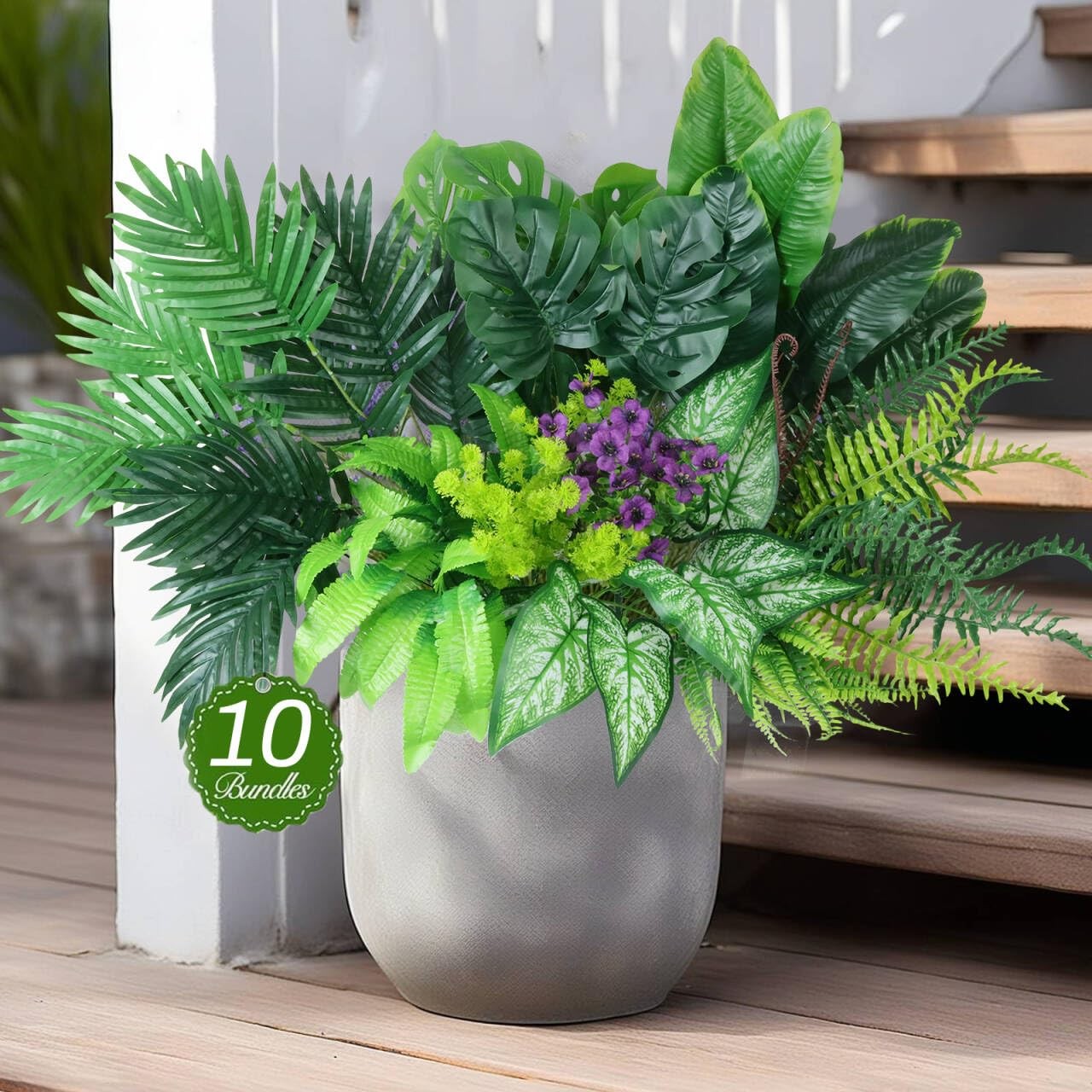 Artificial Greenery Plants Outdoor Faux Shrubs Ferns UV Resistant,Large Fake …