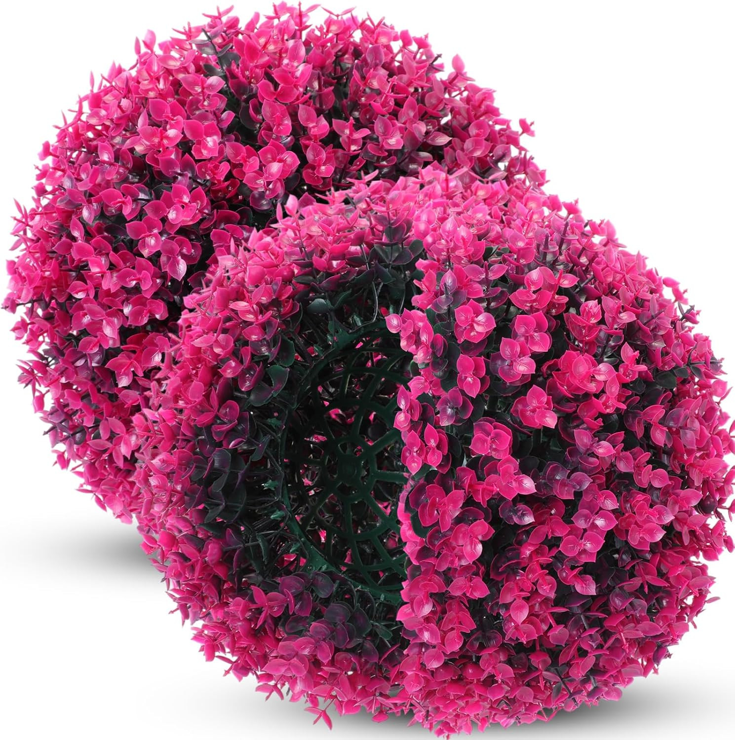 12″ Rose Red Artificial Topiary Balls – 2 Pcs Decorative Garden Spheres