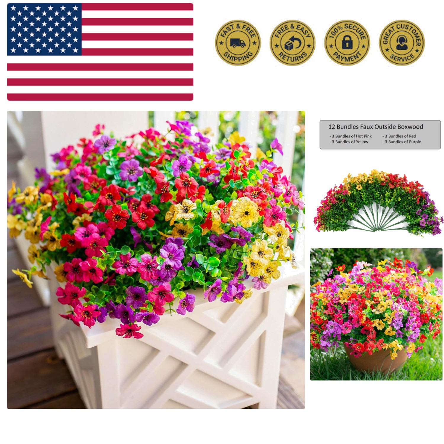 Stunning 12 Bundles of Colorful Faux Daisies: Ideal Outdoor Decor Essentials