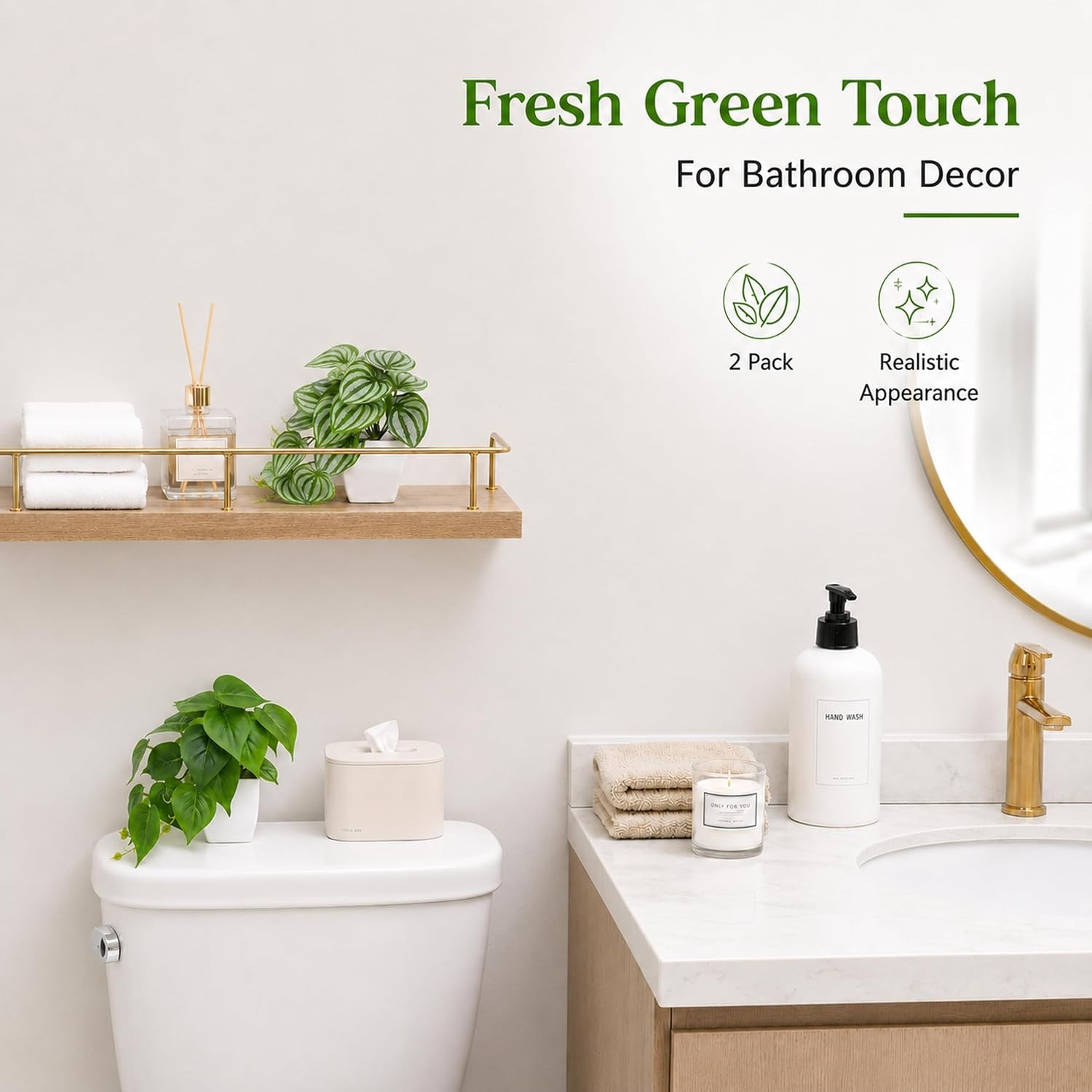 2Pcs Small Fake Plants Artificial Mini Faux Plants for Bathroom Office Desk